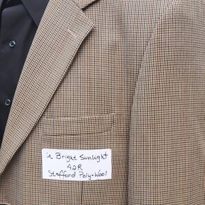 42 Stafford Brown Micro Houndstooth Blazer Handsome New Suit Jacket Luxury